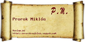 Prorok Miklós névjegykártya
